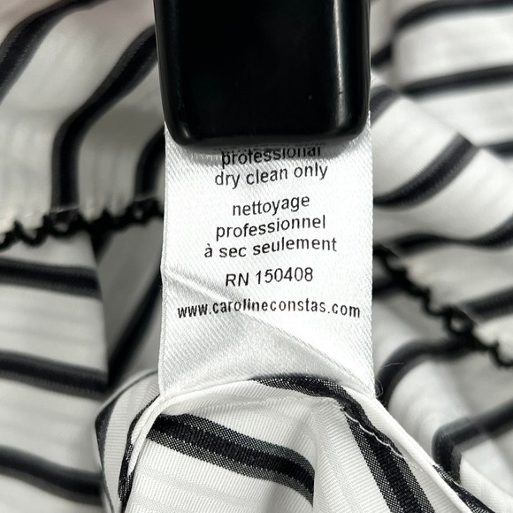 CAROLINE CONSTAS Carmen Tiered Off the Shoulder Top Womens XS White Black Stripe - Picture 8 of 16